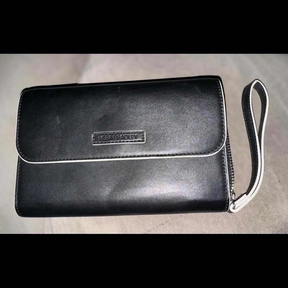 Vera Bradley Black Faux Leather Wristlet Wallet